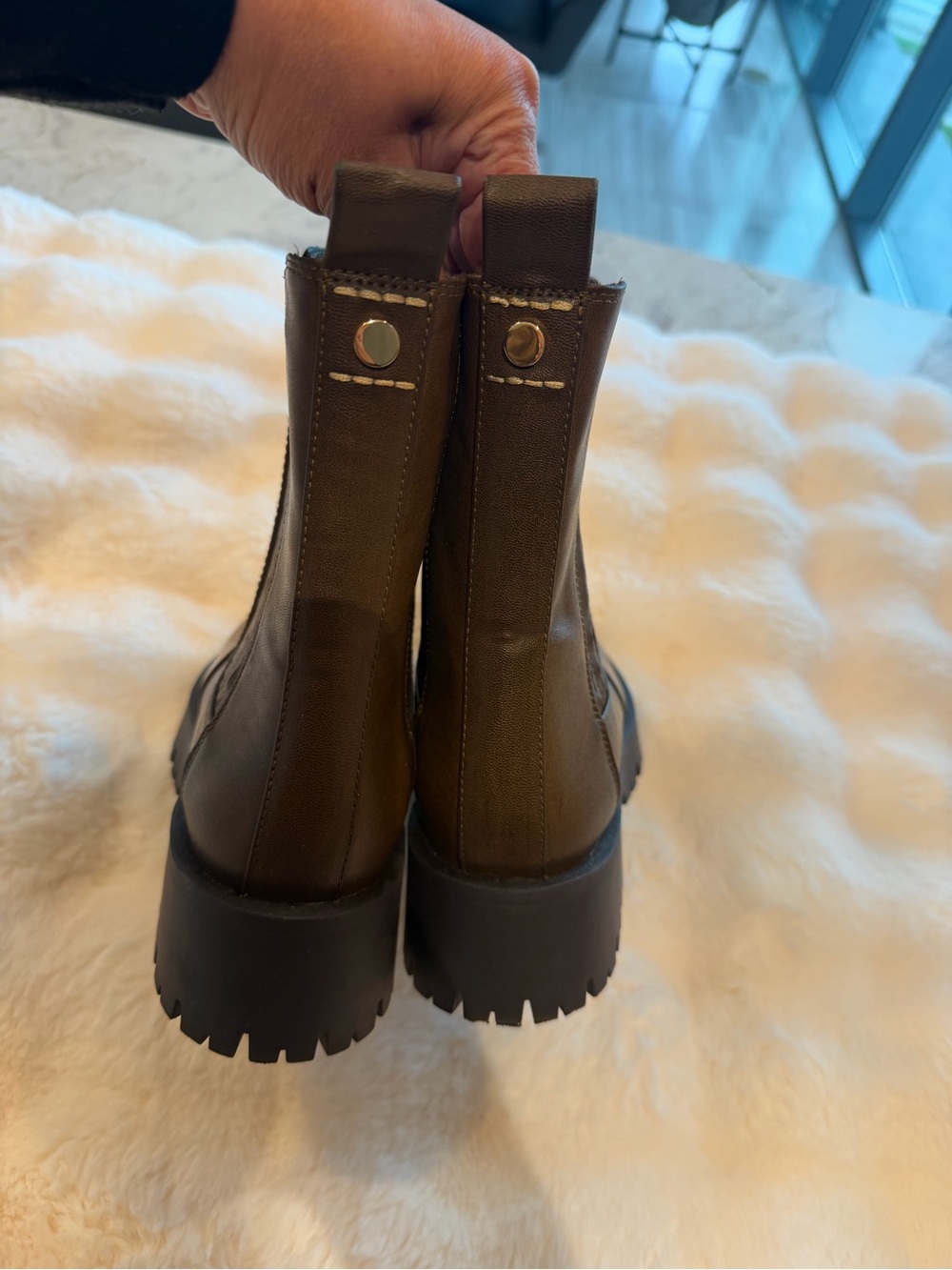 Zara Brown Chunky Lug Chelsea Ankle Boots - Picture 6 of 9